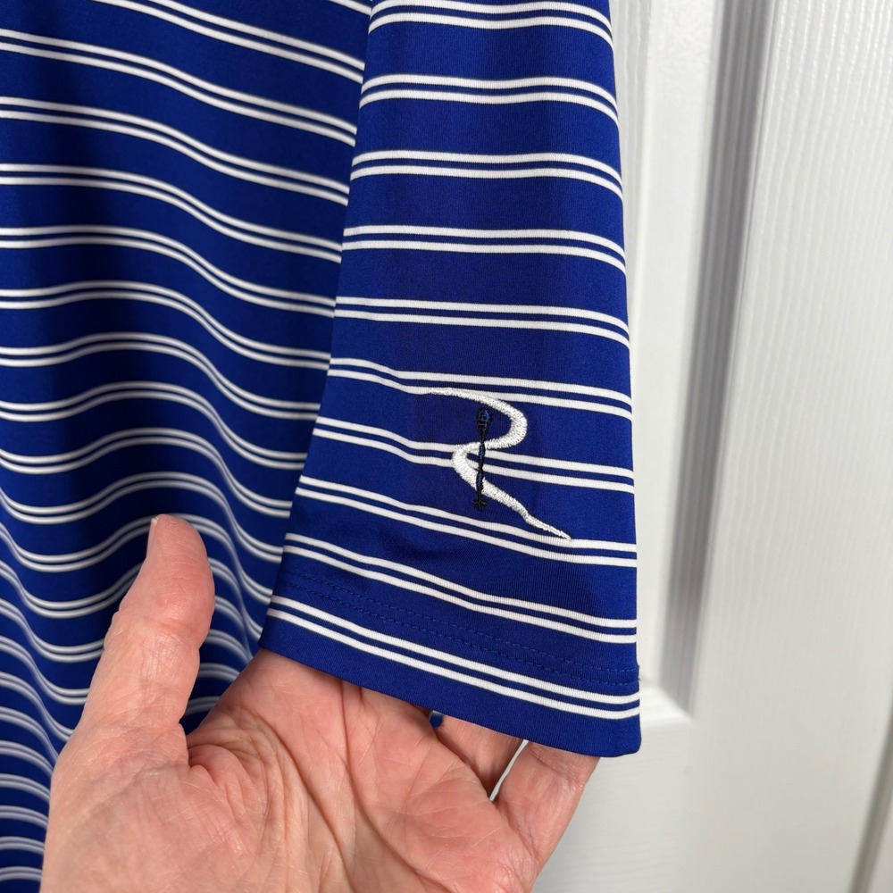 RLX Ralph Lauren Men's Golf Polo Shirt Blue‎ Stripe Performance Fabric Size XXL - Picture 4 of 7
